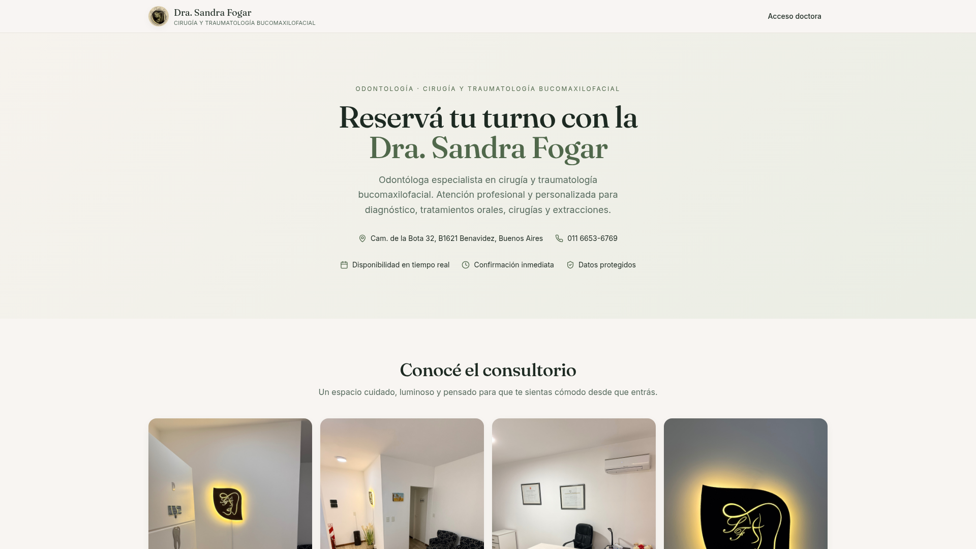 Sitio web Sandra Turnos diseñado por Bensetta